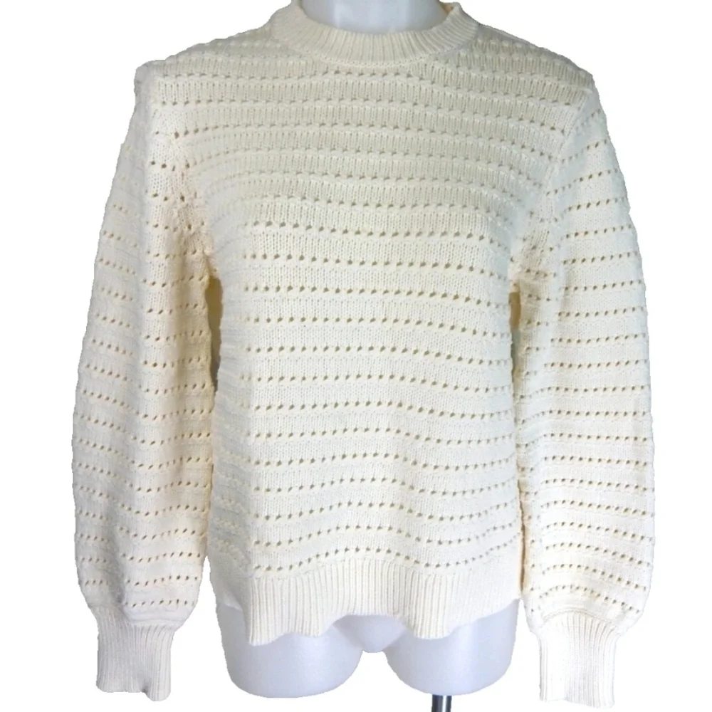 J. Crew Pointelle Balloon Sleeve Sweater